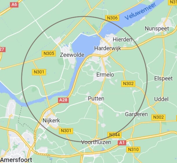 Kaartje werkgebied Kaartje werkgebied